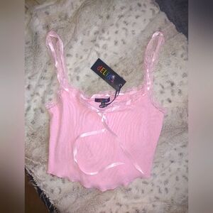 DollsKill pink lace ribbon tank top 🩷